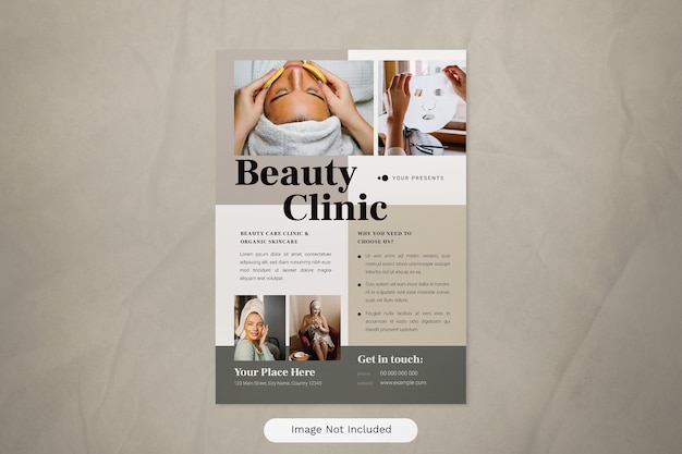 PSD beige minimalist beauty clinic flyer