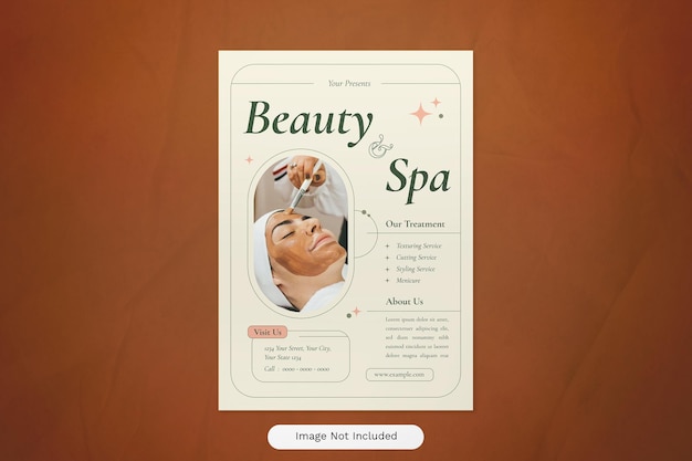 PSD beige minimalist beauty spa flyer