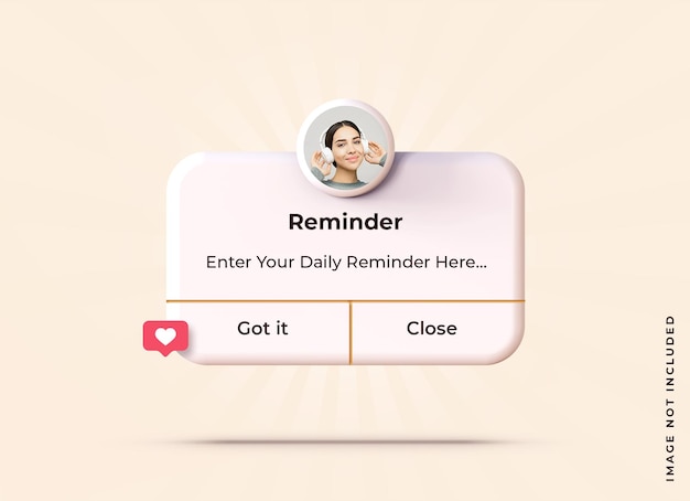 Beige reminder in 3d design mockup template