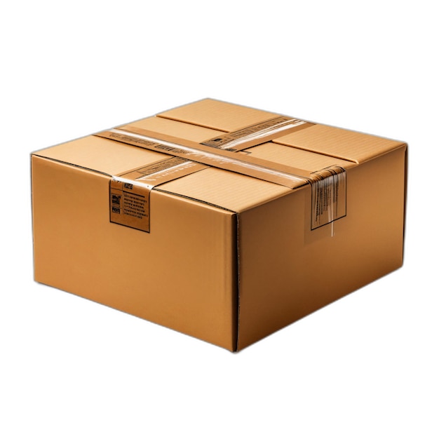 PSD beige shipping cardboard box closed with sticky tape ai generated image