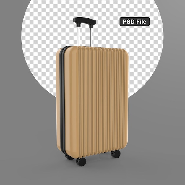 Beige Suitcase traveler on a color background isolated