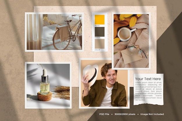 Beige theme realistic mood board