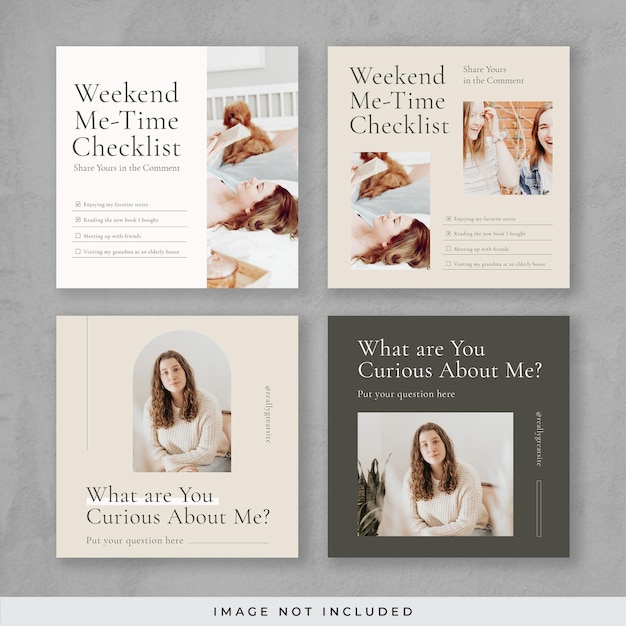 PSD beige and white minimalist social media kit instagram post