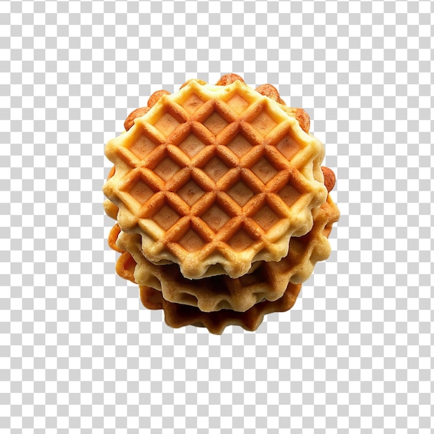 Belgian waffle isolated on a transparent background top view