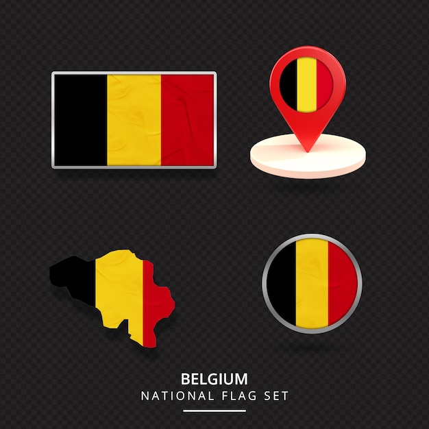 Design dell'elemento della posizione della mappa della bandiera nazionale del belgio