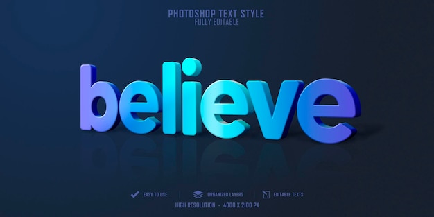 Believe 3D Text Style Effect Template Design