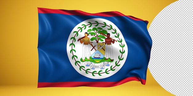 Belize Waving Flag PNG on Transparent Background