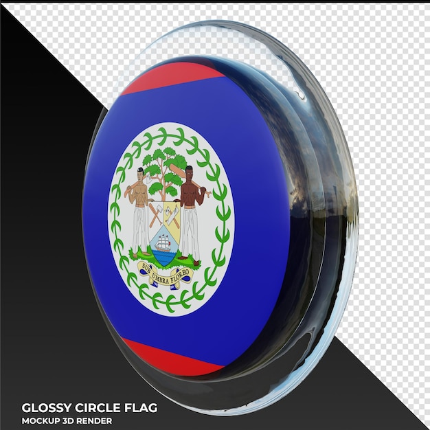 PSD belize0002 bandiera del cerchio lucido strutturato realistico 3d