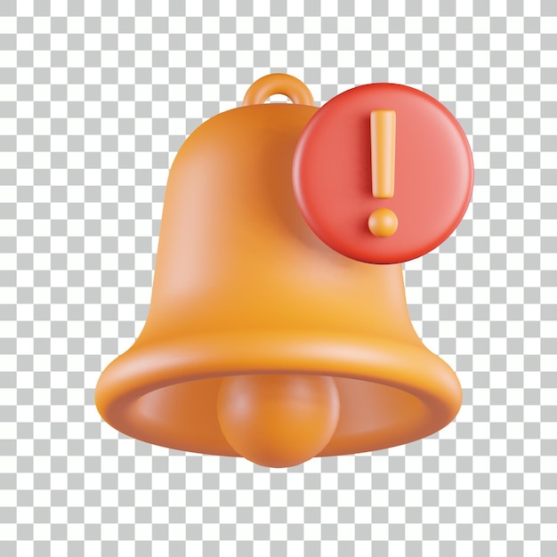 PSD bell alert uitroepteken 3d-pictogram