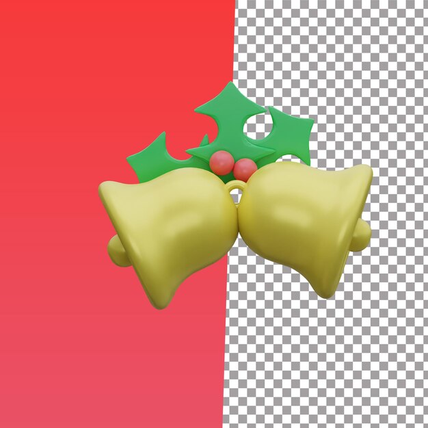 PSD bell christmas icon isoled white backgroung 3d rendering