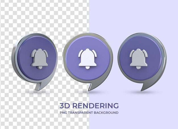 Bell icon 3d rendering isolated transparent background