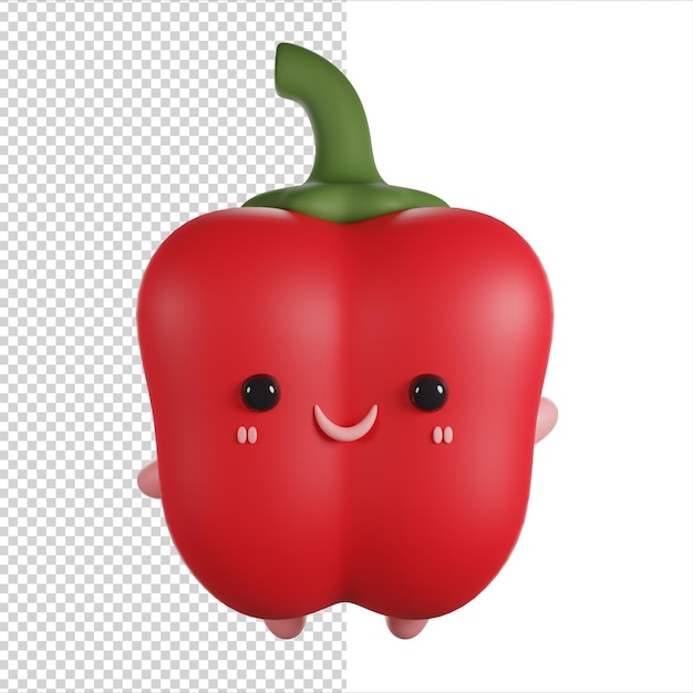 Bell pepper 3d rendering del personaggio carino