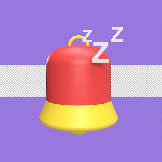 Bell with icon zzz 3d icon model cartoon style concept render illustration