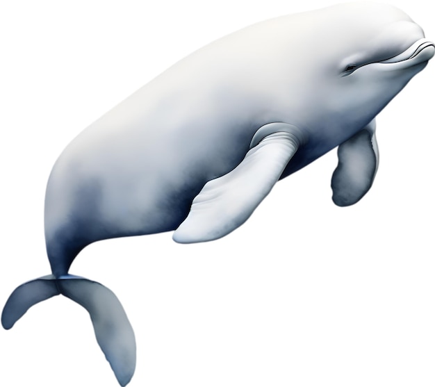 PSD beluga whale watercolor painting of beluga whale