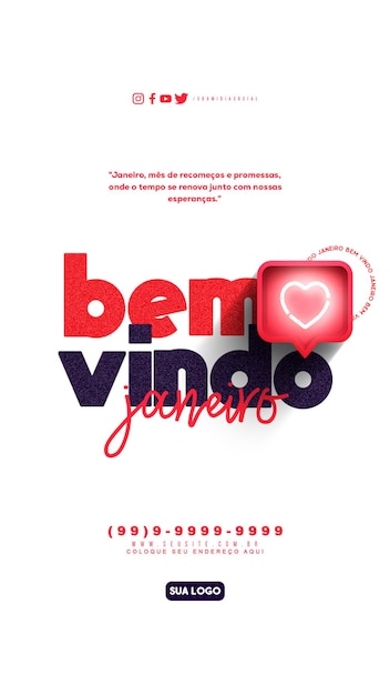 BEM VINDO JANEIRO SOCIAL MEDIA TEMPLATE