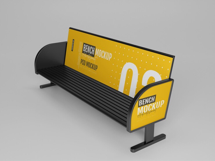 Bench advertising outdoor mockup