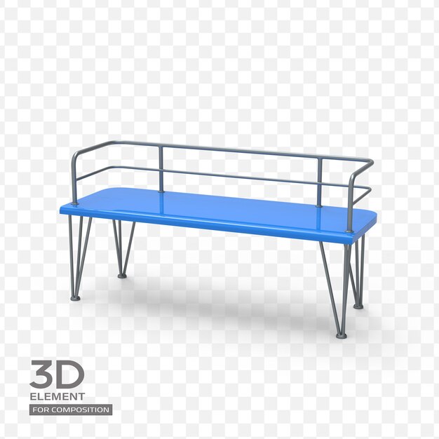 PSD bench op transparante achtergrond 3d rendering illustratie