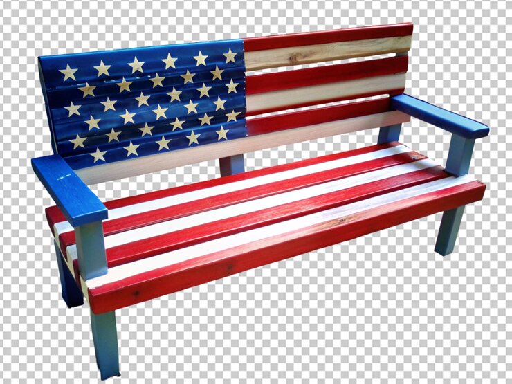 PSD bench painted with usa flag