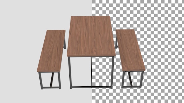 그림자 3d 렌더링 없이 벤치 스타일 식탁 평면도