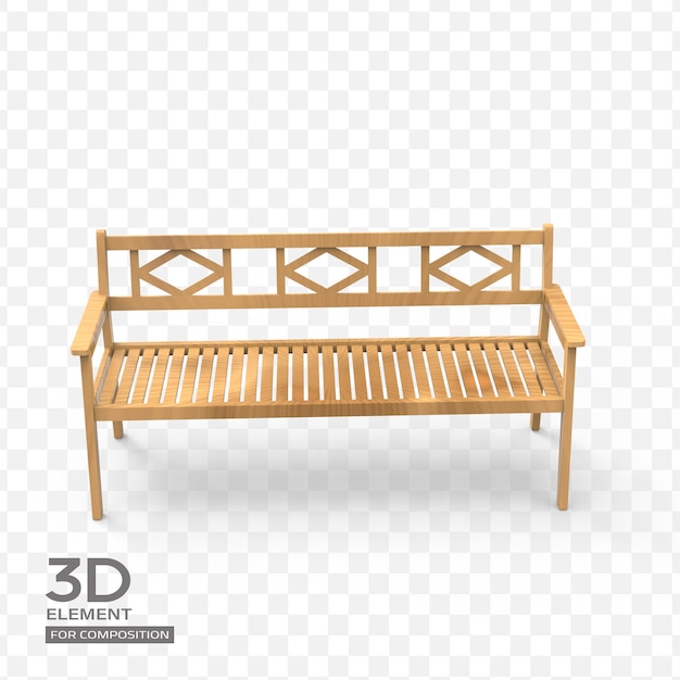 bench on transparent background 3d rendering illustration