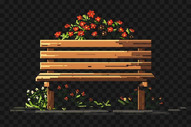 PSD bench with flowers and a bench