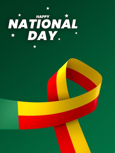 Benin flag element design national independence day banner ribbon psd