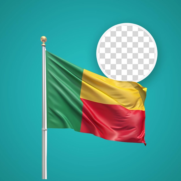 Benin flag wave isolated plain bump texture transparent background 3d rendering