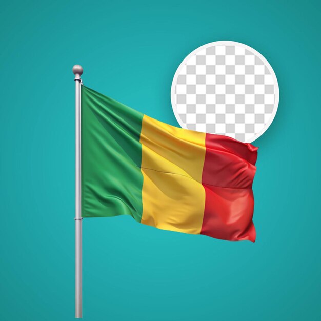 PSD benin flag wave isolated plain bump texture transparent background 3d rendering