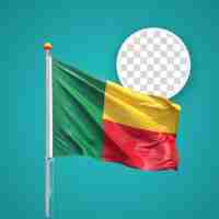 PSD benin flag wave isolated plain bump texture transparent background 3d rendering