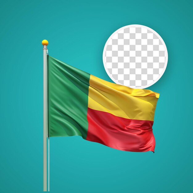 PSD benin flag wave isolated plain bump texture transparent background 3d rendering