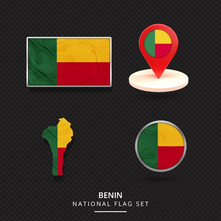 PSD benin national flag map location element design