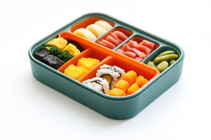PSD bento box dividers with adjustable sections isolated on transparent background