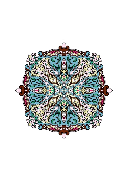 Benzersiz design ve renklerle dolu pattern içeren dijital Mandala