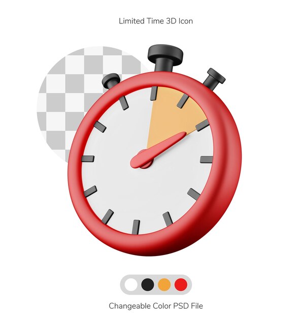 beperkte tijd aanbod symbool stopwatch psd veranderbare kleur 3d icoon illustratie geïsoleerd