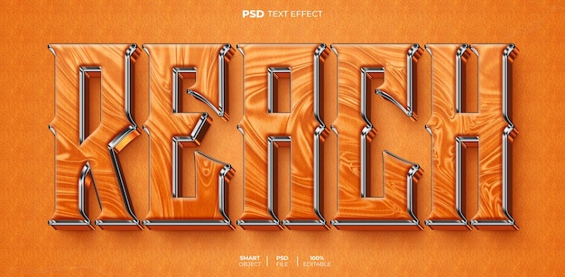 PSD bereik 3d bewerkbare tekst effectpsd