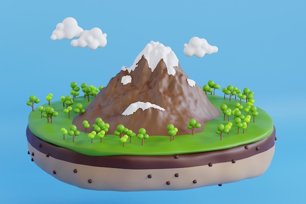 Berg 3d-illustratie 3d-illustratie van besneeuwde berg