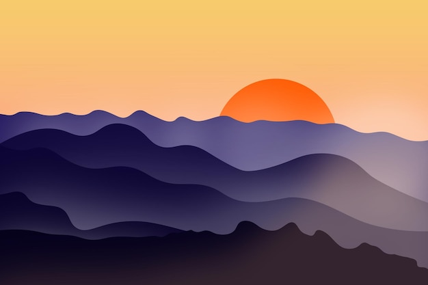 berg achtergrond met zonsondergang panorama
