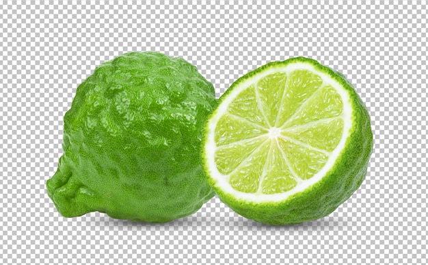 PSD bergamot or kaffir isolated on alpha layer