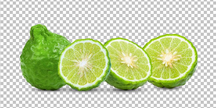 PSD bergamot or kaffir isolated on alpha layer