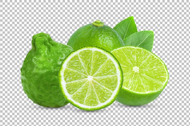 Bergamot or kaffir and lime isolated on alpha layer