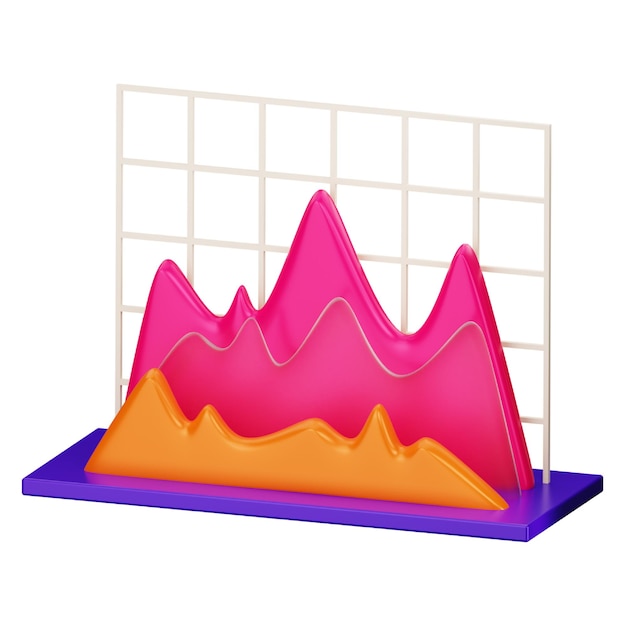 PSD berggrafiek 3d pictogram voor statistiek