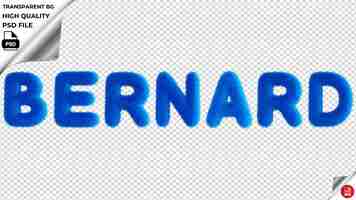 PSD bernard typography blue fluffy text psd transparent