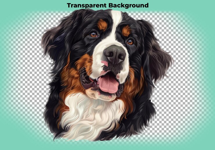 PSD bernese mountain dog sticker isolated transparent background png cutout