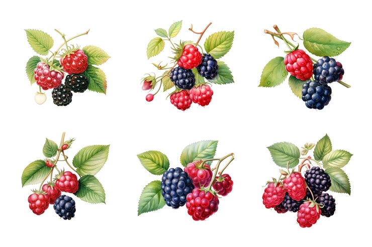 PSD berries watercolor collection bundle set isolated on a transparent background