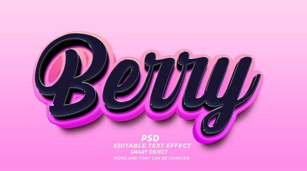 Berry 3d editable photoshop text effect style with premium background