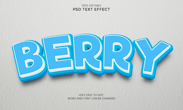 Berry 3d text effect premium psd