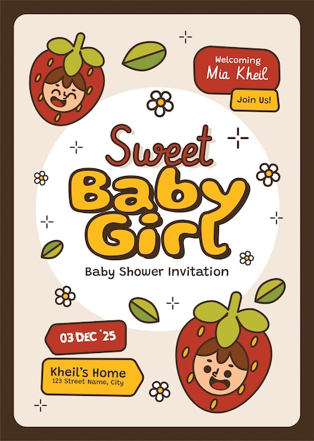 Berry baby shower invitation