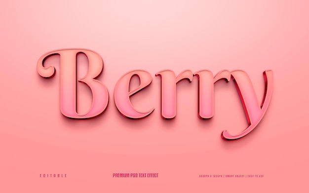 PSD effetto testo 3d psd premium modificabile berry