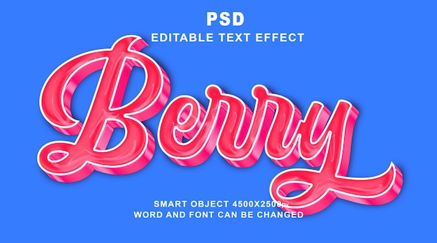 かわいい背景を持つベリーPSD 3D編集可能なPhotoshopテキスト効果スタイル