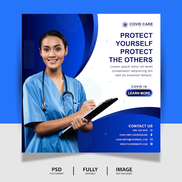 Bescherm jezelf doctor social media post banner